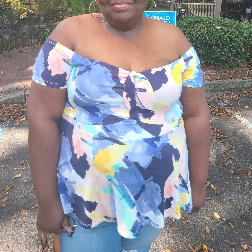 Torrid off-shoulder knit floral top
